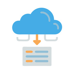Flat vector cloud data transfer icon on black background