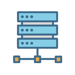 Stylized data server icon on a black background