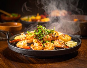 ホタテやエビの焼き物