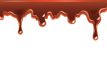 Melted chocolate dripping isolated on a white background