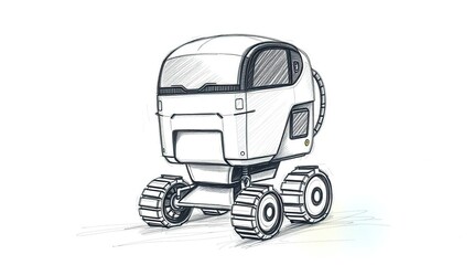 Futuristic tracked vehicle sketch.