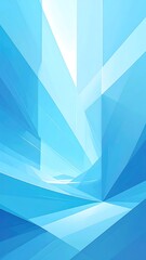 Abstract light blue geometric shapes converge towards a bright center, creating a sense of depth and perspective