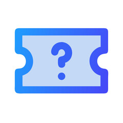 Blue mystery ticket icon on black background illustration design