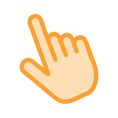 Stylized hand cursor with orange outline on black background