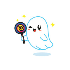 ghost character for helloween in cute vector illustration