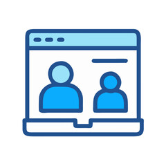 Online collaboration platform icon showcasing user profiles on screen