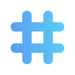 Obraz premium Blue hashtag symbol with gradient isolated on black background