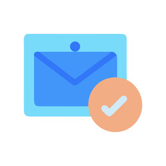 Email confirmation with check mark icon flat illustration style
