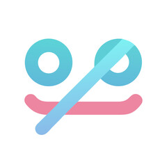 Flat design stylized face icon on black background