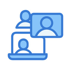 Online meeting illustration showing people on computer screens