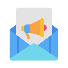 Email marketing announcement icon illustration with a megaphone message
