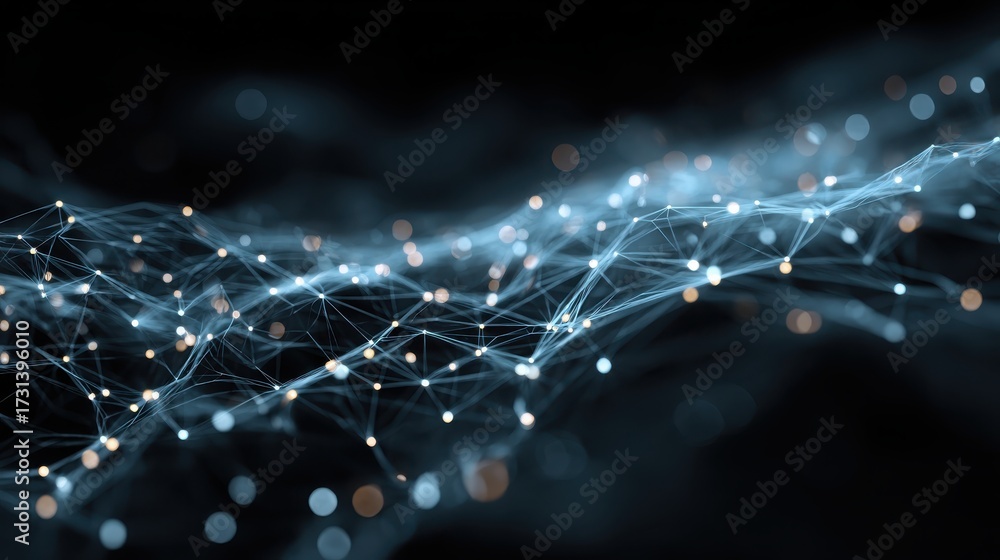 Canvas Prints futuristic visualization of glowing blue neural network abstract