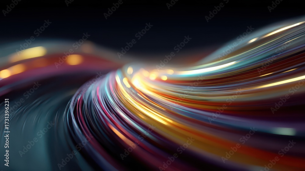 Sticker dynamic burst of iridescent rainbow colored light flowing abstract