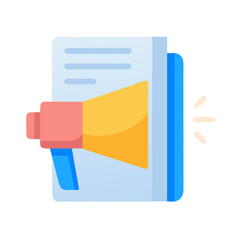 Document with megaphone represents business promotion and marketing strategy