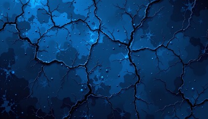 Obraz premium A close up of cracked blue paint or wallpaper with white speckles that resemble paint splatters, creating an artistic and textured effect