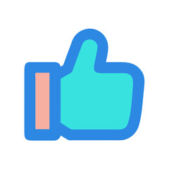 Simple graphic of a thumbs-up gesture on black background