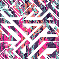 Pink geometric pattern with grunge effect