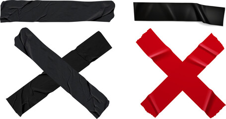 Red black cross tape png Cross Shape Duct Tape Stripes Adhesive Tape X Marks Set.Red Black crossed tapes isolated on transparent background. Perfect for digital scrapbooking and design projects!