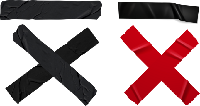 Red black cross tape png Cross Shape Duct Tape Stripes Adhesive Tape X Marks Set.Red Black crossed tapes isolated on transparent background. Perfect for digital scrapbooking and design projects!