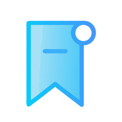 Blue bookmark icon with rounded corners and tag detail