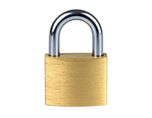 Naklejka premium Brass Padlock Isolated on White Background