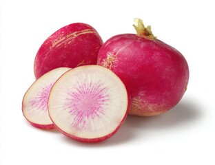 Fresh pink radishes with vibrant color and crisp texture on a