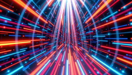 Obraz premium This is an artistic rendering of a futuristic tunnel with vibrant colored lights
