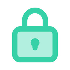 Teal padlock icon over black background for security purposes