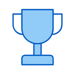 Light blue trophy illustration on black background representing achievement