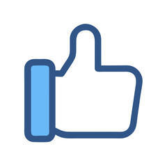 Blue thumbs up icon symbolizing approval or positive feedback