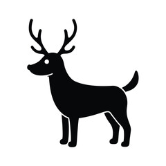 pet dog with antlers silhouette vector icon