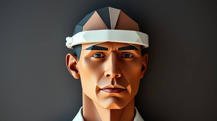 Geometric Man Head Sculpture.