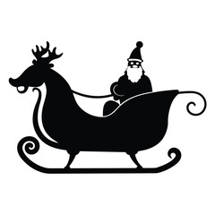 santa sleigh front silhouette vector icon