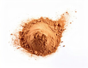 Pile of Cocoa Powder on White Background.