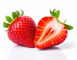 Fresh Strawberries - A Close-Up of Whole and Halved Fruit.