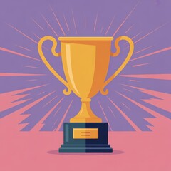 Fototapeta premium Golden Trophy with Radiant Background - Symbol of Victory and Achievement