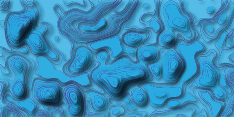 3D Papercut Stylized White Topographic Contour Scheme and Terrain. Geographic mountain terrain. Topographic canyon geometric map relief texture with curved layers and shadow.	