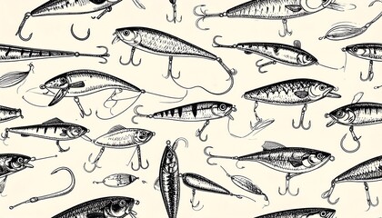 Fishing Lures Variety Pattern.