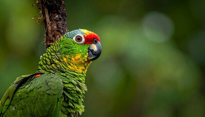 Naklejka premium Close-up of a colorful parrot on a branch