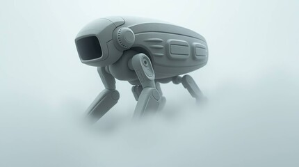 Futuristic Robot in Fog.