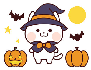 ハロウィンの白猫