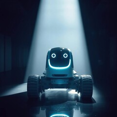 Happy Robot Spotlight Studio Shot.