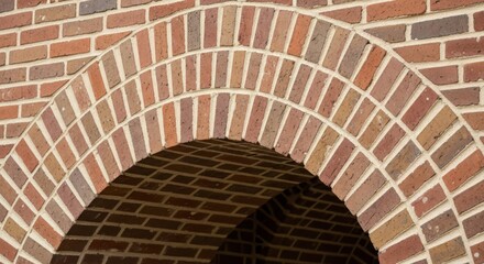 Fototapeta premium Archway detail of brick wall with smooth transition in natural light