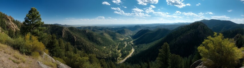Fototapeta premium Panoramic view of vibrant nature black hills hdr landscape photography