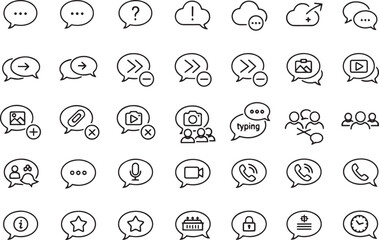 Set of speech bubble icons simple line vector design element for web and mobile apps isolated on white background