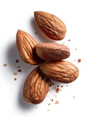 Close-up of Whole Almond Nuts with Crushed Shells on