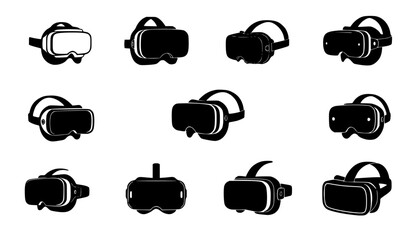 Virtual Reality Headset Silhouette Icon Design

