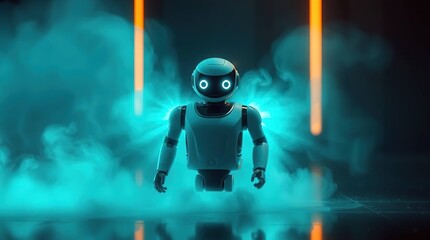 Futuristic Robot Neon Smoke.