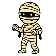 Cute Halloween Mummy Vector Illustration – Wrapped Bandage Cartoon