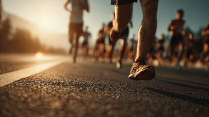 People jogging on the asphalt road surrounded by nature.
